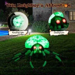 Costway 5 FT Long Halloween Inflatable Spider with White Net Yard Decor w/Rotating Light -Halloween Decorations Sales Store unnamed file 1866