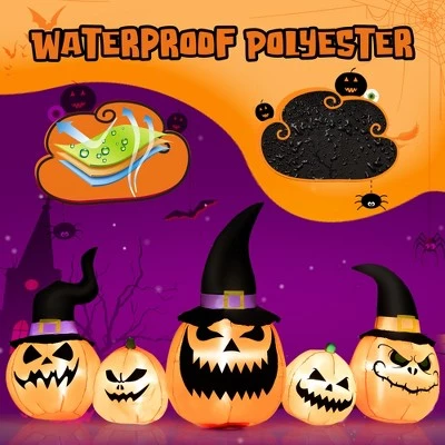 Costway 8 Ft Tall Inflatable Pumpkin Family Waterproof Halloween Yard Decoration w/LED Lights 1 Costway 8 Ft Tall Inflatable Pumpkin Family Waterproof Halloween Yard Decoration w/LED Lights