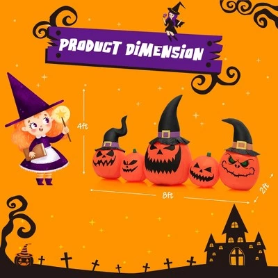 Costway 8 Ft Tall Inflatable Pumpkin Family Waterproof Halloween Yard Decoration w/LED Lights 3 Costway 8 Ft Tall Inflatable Pumpkin Family Waterproof Halloween Yard Decoration w/LED Lights - Image 3