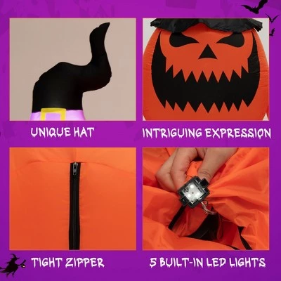 Costway 8 Ft Tall Inflatable Pumpkin Family Waterproof Halloween Yard Decoration w/LED Lights 6 Costway 8 Ft Tall Inflatable Pumpkin Family Waterproof Halloween Yard Decoration w/LED Lights - Image 6