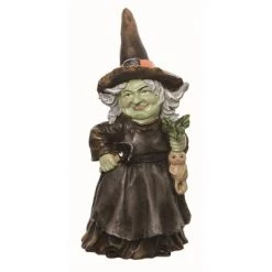 Transpac Resin Black Halloween Face Witch Figurine