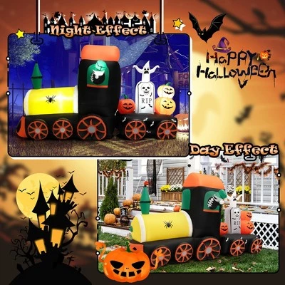 Costway 8ft Long Halloween Inflatable Skeleton Ride on Train LED Lighted Halloween Decor 1 Costway 8ft Long Halloween Inflatable Skeleton Ride on Train LED Lighted Halloween Decor