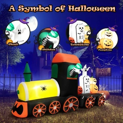 Costway 8ft Long Halloween Inflatable Skeleton Ride on Train LED Lighted Halloween Decor 4 Costway 8ft Long Halloween Inflatable Skeleton Ride on Train LED Lighted Halloween Decor - Image 4