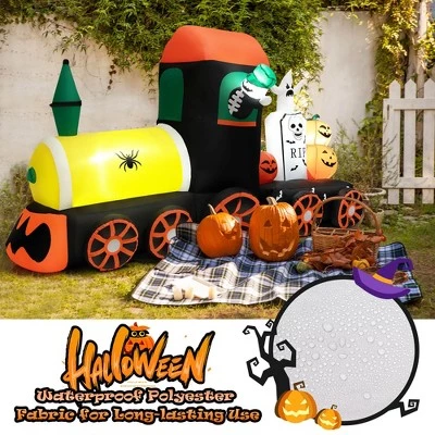 Costway 8ft Long Halloween Inflatable Skeleton Ride on Train LED Lighted Halloween Decor 8 Costway 8ft Long Halloween Inflatable Skeleton Ride on Train LED Lighted Halloween Decor - Image 8