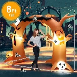 Costway 8 Ft Tall Halloween Inflatable Dead Tree Archway Decor w/ Bat Ghosts & LED Lights -Halloween Decorations Sales Store unnamed file 1898