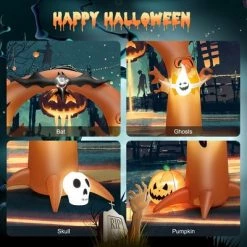 Costway 8 Ft Tall Halloween Inflatable Dead Tree Archway Decor w/ Bat Ghosts & LED Lights -Halloween Decorations Sales Store unnamed file 1901