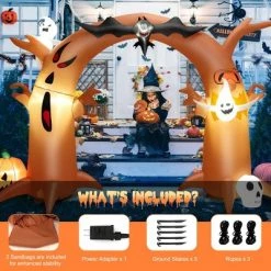 Costway 8 Ft Tall Halloween Inflatable Dead Tree Archway Decor w/ Bat Ghosts & LED Lights -Halloween Decorations Sales Store unnamed file 1904