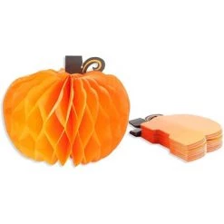 Spooky Central 12 Pack Pumpkin Honeycomb Decorations for Halloween Parties, Thanksgiving (10 in)