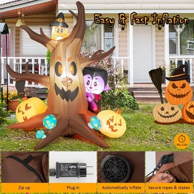 Costway 6ft Inflatable Halloween Dead Tree with Pumpkin Blow up Ghost Tree w/ RGB Lights 5 Costway 6ft Inflatable Halloween Dead Tree with Pumpkin Blow up Ghost Tree w/ RGB Lights - Image 5