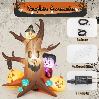Costway 6ft Inflatable Halloween Dead Tree with Pumpkin Blow up Ghost Tree w/ RGB Lights 7 Costway 6ft Inflatable Halloween Dead Tree with Pumpkin Blow up Ghost Tree w/ RGB Lights - Image 7