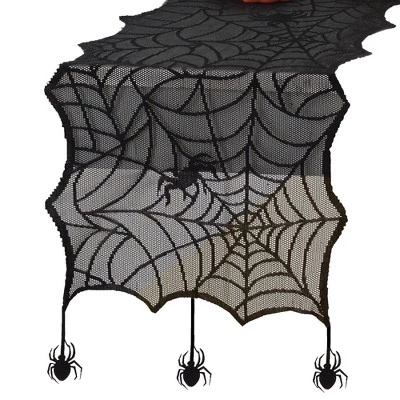 Crawling Halloween Spider Lace Table Runner - 13" x 70" - Black - Elrene Home Fashions 2 Crawling Halloween Spider Lace Table Runner - 13" x 70" - Black - Elrene Home Fashions - Image 2