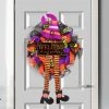 Barton Living Barton Witch Halloween Wreath Witch Legs Decoration for Front Door, Hanging Welcome Sign Halloween Decorations