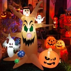 Costway 8 FT Halloween Outdoor Dead Tree Bright Halloween Outdoor Decoration with Stakes & Tethers