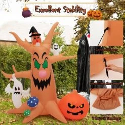 Costway 8 FT Halloween Outdoor Dead Tree Bright Halloween Outdoor Decoration with Stakes & Tethers -Halloween Decorations Sales Store unnamed file 2052
