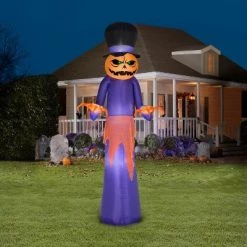 Gemmy Airblown Pumpkin Reaper w/Top Hat Giant , 12 ft Tall, Purple