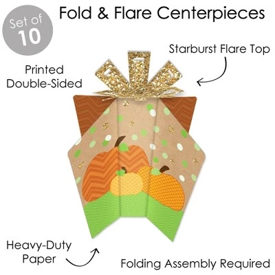 Big Dot of Happiness Pumpkin Patch - Table Decorations - Fall, Halloween or Thanksgiving Party Fold and Flare Centerpieces - 10 Count 2 Big Dot of Happiness Pumpkin Patch - Table Decorations - Fall, Halloween or Thanksgiving Party Fold and Flare Centerpieces - 10 Count - Image 2