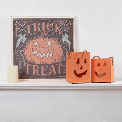 Northlight 18.75" Trick or Treat Jack O Lantern Halloween Wall Sign 1 Northlight 18.75" Trick or Treat Jack O Lantern Halloween Wall Sign