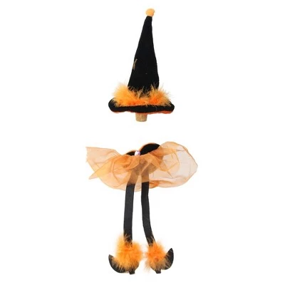 Melrose 6.5" Orange and Black Feathered Witches Hat Halloween Wine Bottle Stopper 1 Melrose 6.5" Orange and Black Feathered Witches Hat Halloween Wine Bottle Stopper