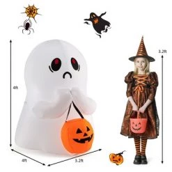 Costway 4' Halloween Inflatable Ghost Holding Pumpkin Blow up Holiday Decor w/LED Lights -Halloween Decorations Sales Store unnamed file 2108
