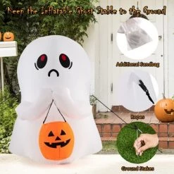 Costway 4' Halloween Inflatable Ghost Holding Pumpkin Blow up Holiday Decor w/LED Lights -Halloween Decorations Sales Store unnamed file 2109