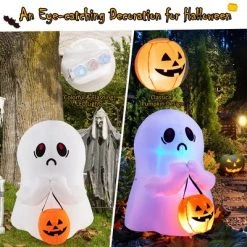 Costway 4' Halloween Inflatable Ghost Holding Pumpkin Blow up Holiday Decor w/LED Lights -Halloween Decorations Sales Store unnamed file 2110