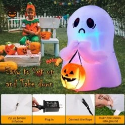 Costway 4' Halloween Inflatable Ghost Holding Pumpkin Blow up Holiday Decor w/LED Lights -Halloween Decorations Sales Store unnamed file 2112