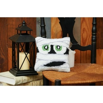 C&F Home 8" x 8" Mummy Face Hooked Halloween Petite Pillow 1 C&F Home 8" x 8" Mummy Face Hooked Halloween Petite Pillow