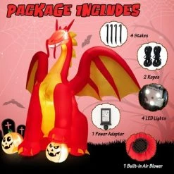 Costway 10 FT Inflatable Giant Animated Fire Dragon Outdoor Halloween Decor w/Lights -Halloween Decorations Sales Store unnamed file 2129