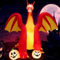 Costway 10 FT Inflatable Giant Animated Fire Dragon Outdoor Halloween Decor w/Lights -Halloween Decorations Sales Store unnamed file 2130
