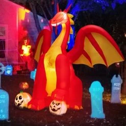 Costway 10 FT Inflatable Giant Animated Fire Dragon Outdoor Halloween Decor w/Lights -Halloween Decorations Sales Store unnamed file 2131