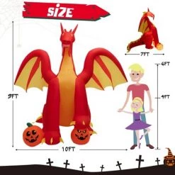 Costway 10 FT Inflatable Giant Animated Fire Dragon Outdoor Halloween Decor w/Lights -Halloween Decorations Sales Store unnamed file 2132