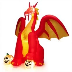 Costway 10 FT Inflatable Giant Animated Fire Dragon Outdoor Halloween Decor w/Lights -Halloween Decorations Sales Store unnamed file 2134