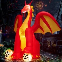 Costway 10 FT Inflatable Giant Animated Fire Dragon Outdoor Halloween Decor w/Lights -Halloween Decorations Sales Store unnamed file 2135