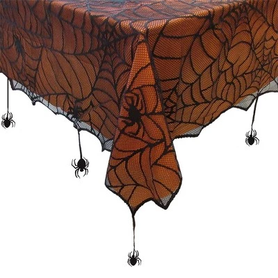 Crawling Halloween Spider Lace Lined Tablecloth - Black/Orange - Elrene Home Fashions 4 Crawling Halloween Spider Lace Lined Tablecloth - Black/Orange - Elrene Home Fashions - Image 4