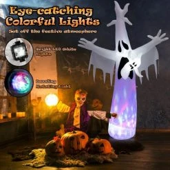Costway 8FT Giant Halloween Inflatable Ghost Outdoor Decor w/LED Colorful Rotating Light -Halloween Decorations Sales Store unnamed file 2195