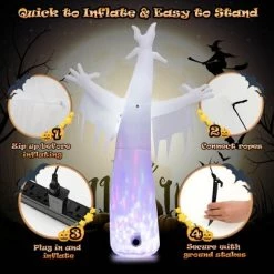 Costway 8FT Giant Halloween Inflatable Ghost Outdoor Decor w/LED Colorful Rotating Light -Halloween Decorations Sales Store unnamed file 2197