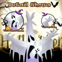 Costway 8FT Giant Halloween Inflatable Ghost Outdoor Decor w/LED Colorful Rotating Light -Halloween Decorations Sales Store unnamed file 2198