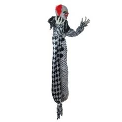 Northlight 5.5' Prelit Standing Animated Glowing Eyed Clown Halloween Decoration - Black/Silver