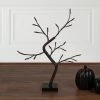 Northlight 15" LED Lighted Black Weeping Halloween Twig Tree - Orange Lights