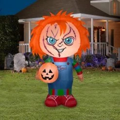 Gemmy Airblown Stylized Chucky, 5 ft Tall, Orange