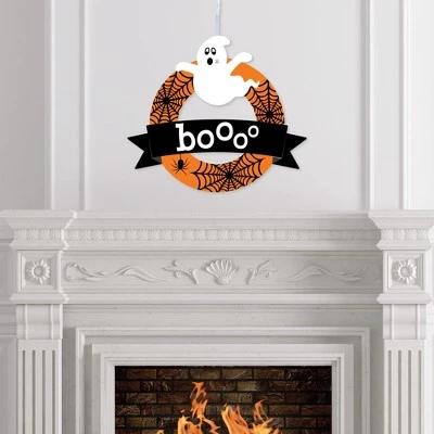 Big Dot of Happiness Spooky Ghost - Outdoor Halloween Party Decor - Front Door Wreath 2 Big Dot of Happiness Spooky Ghost - Outdoor Halloween Party Decor - Front Door Wreath - Image 2