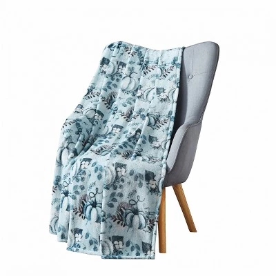 Kate Aurora Coastal Autumn Harvest Teal Halloween Pumpkin Patch Plush Oversized Accent Throw Blanket - 50 In. W X 70 In. L 1 Kate Aurora Coastal Autumn Harvest Teal Halloween Pumpkin Patch Plush Oversized Accent Throw Blanket - 50 In. W X 70 In. L