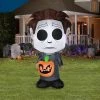 Gemmy Airblown Michael Myers w/Jack o Lantern, 5 ft Tall, Grey