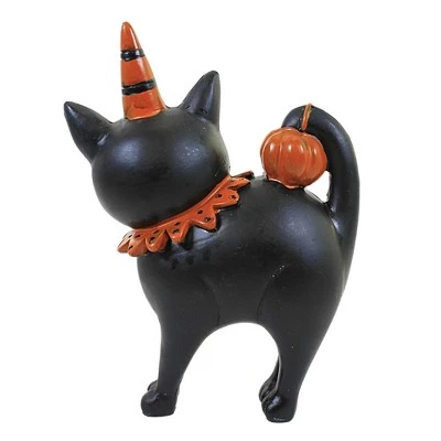Transpac Halloween 6.25" Black Cat Jack Vintage-Looking Pumpkin - Decorative Figurines 1 Transpac Halloween 6.25" Black Cat Jack Vintage-Looking Pumpkin - Decorative Figurines