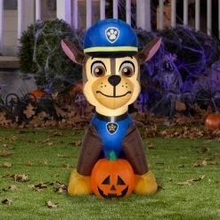 Gemmy Airblown Paw Patrol Chase w/Pumpkin Nick, 3 ft Tall, Multicolored