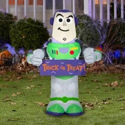Gemmy Airblown Stylized Buzz w/Banner Disney, 3.5 ft Tall, Multicolored