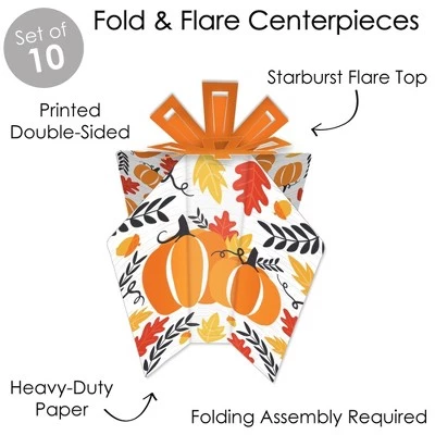 Big Dot of Happiness Fall Pumpkin - Table Decorations - Halloween or Thanksgiving Party Fold and Flare Centerpieces - 10 Count 2 Big Dot of Happiness Fall Pumpkin - Table Decorations - Halloween or Thanksgiving Party Fold and Flare Centerpieces - 10 Count - Image 2