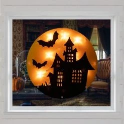 Northlight 13.75" Lighted Haunted House Halloween Window Silhouette