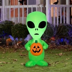 Gemmy Airblown Inflatable Alien, 3.5 ft Tall, Green