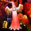 Costway 6ft Halloween Inflatable Ghost Quick Blow up Halloween Decor w/ Red LED Lights